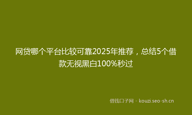 网贷哪个平台比较可靠2025年推荐，总结5个借款无视黑白100%秒过