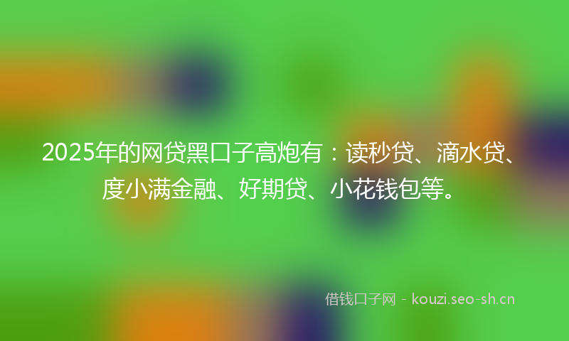 2025年的网贷黑口子高炮有：读秒贷、滴水贷、度小满金融、好期贷、小花钱包等。