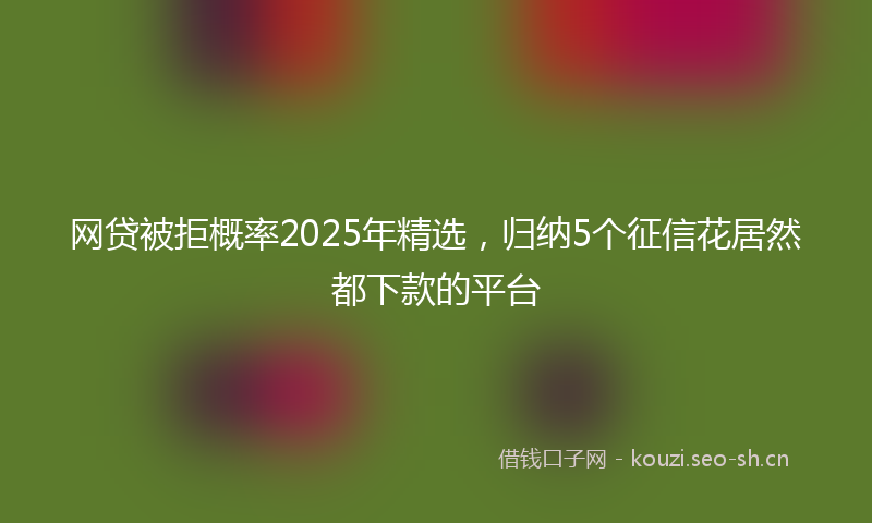 网贷被拒概率2025年精选，归纳5个征信花居然都下款的平台