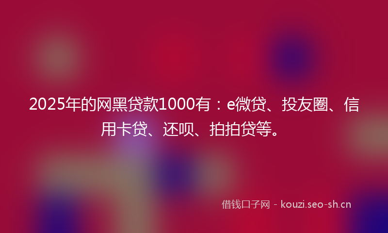2025年的网黑贷款1000有：e微贷、投友圈、信用卡贷、还呗、拍拍贷等。