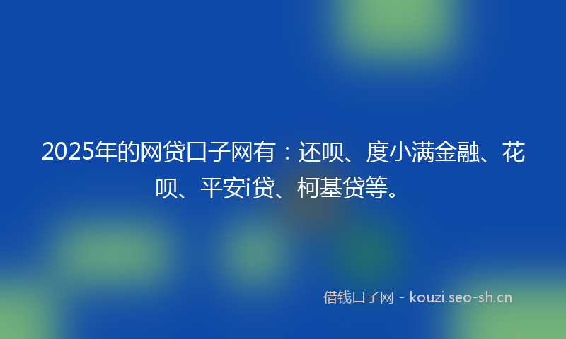 2025年的网贷口子网有：还呗、度小满金融、花呗、平安i贷、柯基贷等。