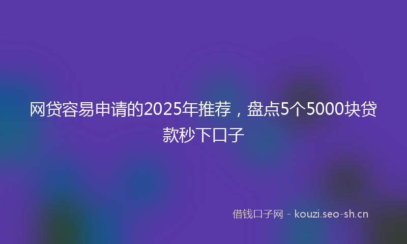 网贷容易申请的2025年推荐，盘点5个5000块贷款秒下口子