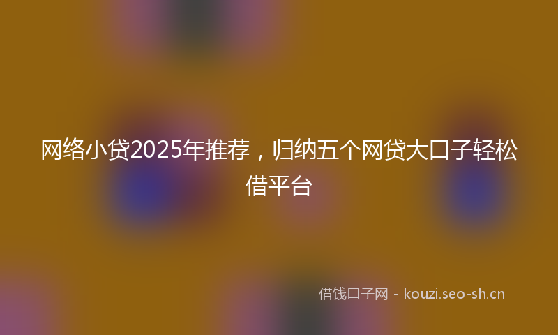 网络小贷2025年推荐，归纳五个网贷大口子轻松借平台
