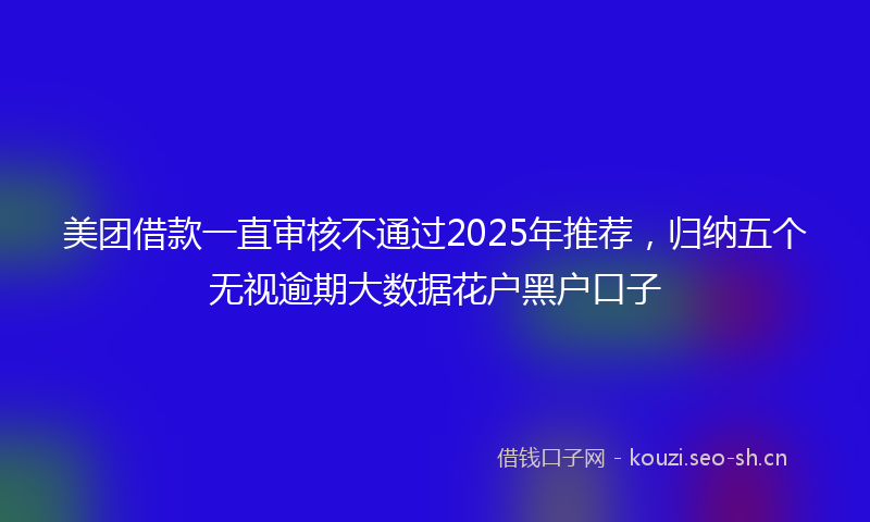 美团借款一直审核不通过2025年推荐，归纳五个无视逾期大数据花户黑户口子