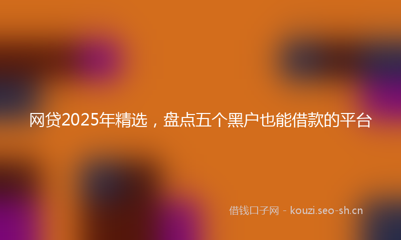 网贷2025年精选，盘点五个黑户也能借款的平台