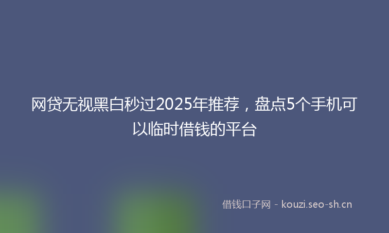 网贷无视黑白秒过2025年推荐，盘点5个手机可以临时借钱的平台