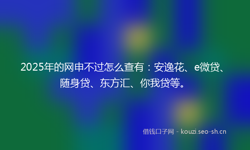 2025年的网申不过怎么查有：安逸花、e微贷、随身贷、东方汇、你我贷等。