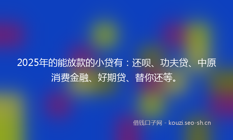 2025年的能放款的小贷有：还呗、功夫贷、中原消费金融、好期贷、替你还等。