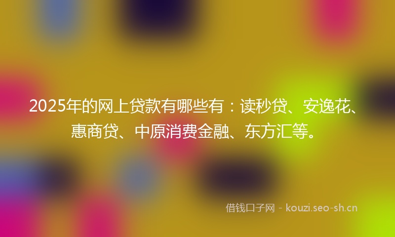 2025年的网上贷款有哪些有：读秒贷、安逸花、惠商贷、中原消费金融、东方汇等。