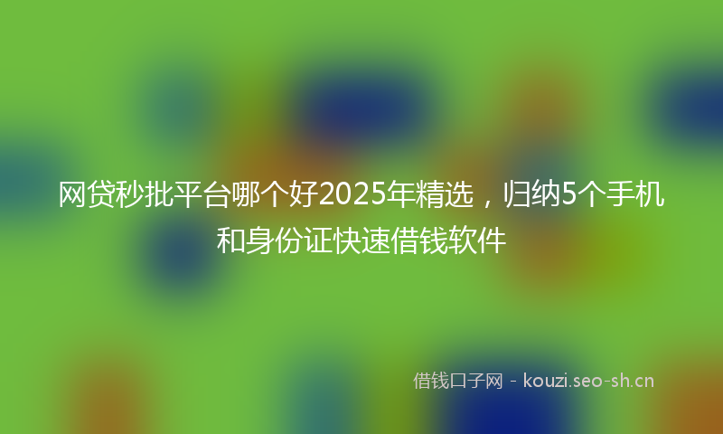 网贷秒批平台哪个好2025年精选，归纳5个手机和身份证快速借钱软件