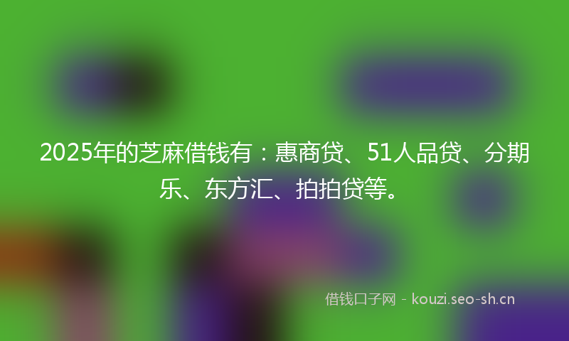 2025年的芝麻借钱有：惠商贷、51人品贷、分期乐、东方汇、拍拍贷等。