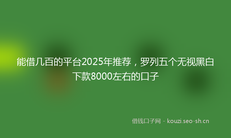 能借几百的平台2025年推荐，罗列五个无视黑白下款8000左右的口子