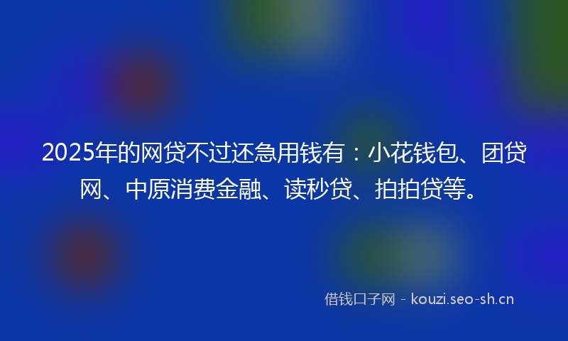 2025年的网贷不过还急用钱有：小花钱包、团贷网、中原消费金融、读秒贷、拍拍贷等。