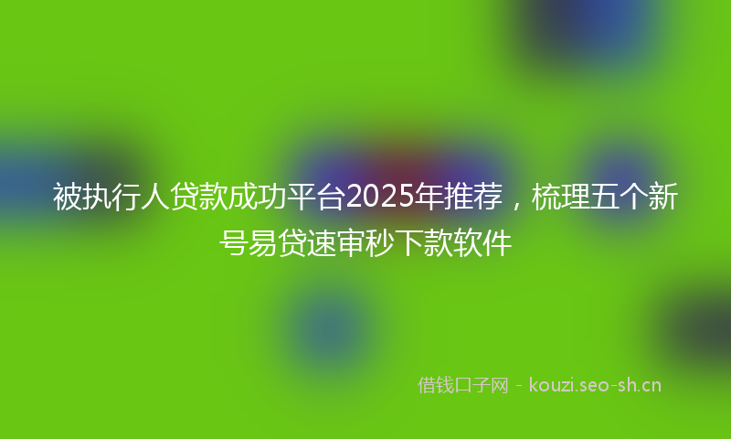 被执行人贷款成功平台2025年推荐，梳理五个新号易贷速审秒下款软件