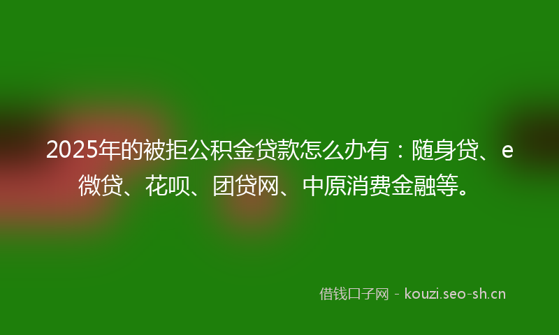 2025年的被拒公积金贷款怎么办有：随身贷、e微贷、花呗、团贷网、中原消费金融等。