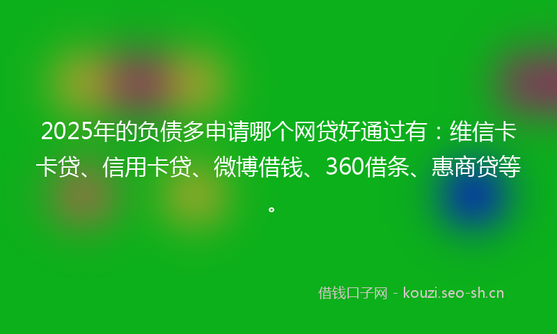 2025年的负债多申请哪个网贷好通过有：维信卡卡贷、信用卡贷、微博借钱、360借条、惠商贷等。