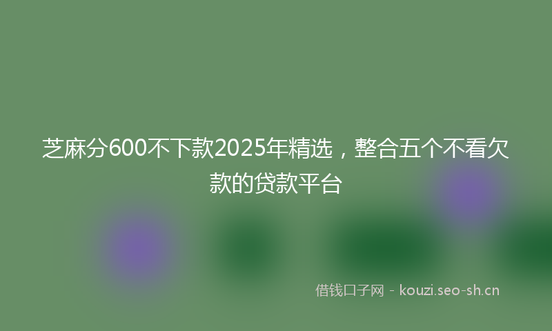 芝麻分600不下款2025年精选，整合五个不看欠款的贷款平台