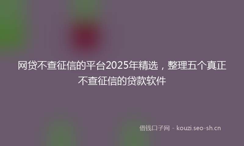 网贷不查征信的平台2025年精选，整理五个真正不查征信的贷款软件