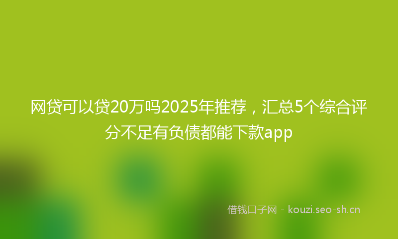 网贷可以贷20万吗2025年推荐，汇总5个综合评分不足有负债都能下款app