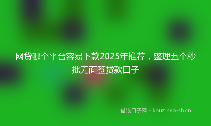 网贷哪个平台容易下款2025年推荐，整理五个秒批无面签贷款口子