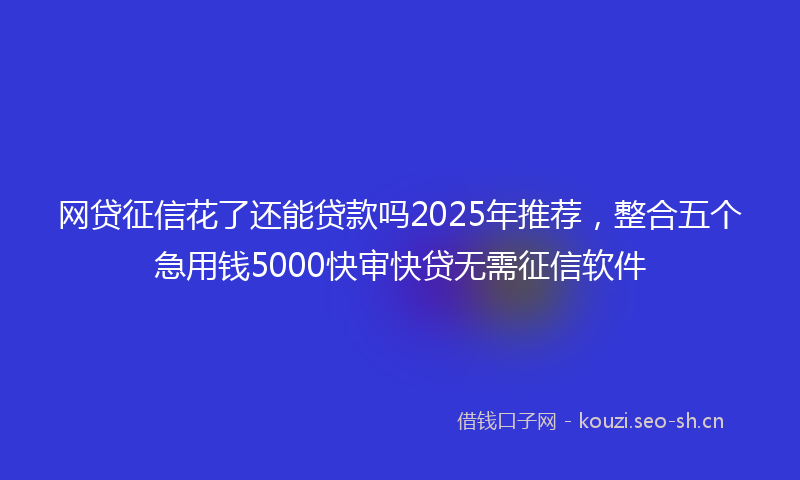 网贷征信花了还能贷款吗2025年推荐，整合五个急用钱5000快审快贷无需征信软件