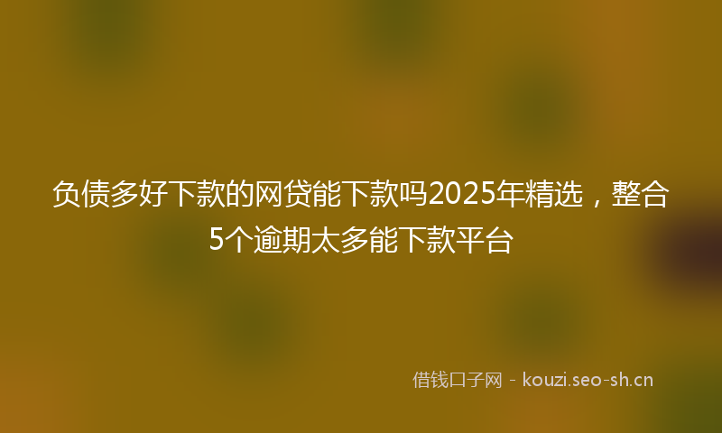 负债多好下款的网贷能下款吗2025年精选，整合5个逾期太多能下款平台