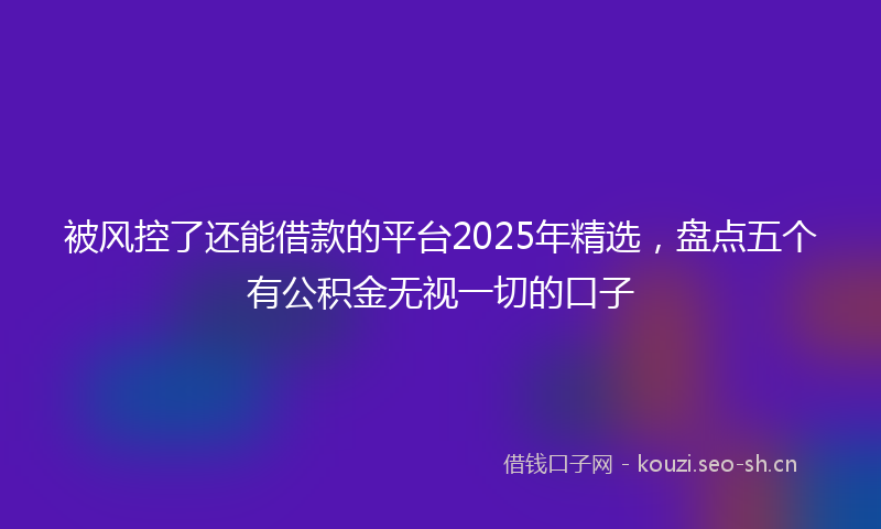 被风控了还能借款的平台2025年精选，盘点五个有公积金无视一切的口子