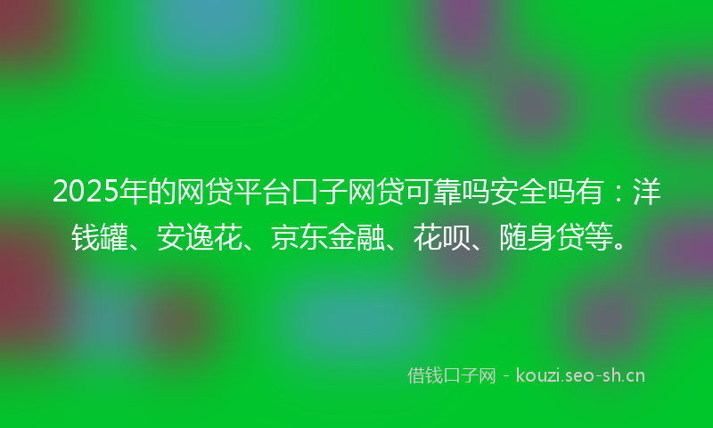 2025年的网贷平台口子网贷可靠吗安全吗有：洋钱罐、安逸花、京东金融、花呗、随身贷等。