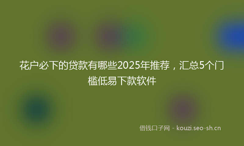 花户必下的贷款有哪些2025年推荐，汇总5个门槛低易下款软件