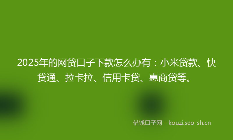 2025年的网贷口子下款怎么办有：小米贷款、快贷通、拉卡拉、信用卡贷、惠商贷等。