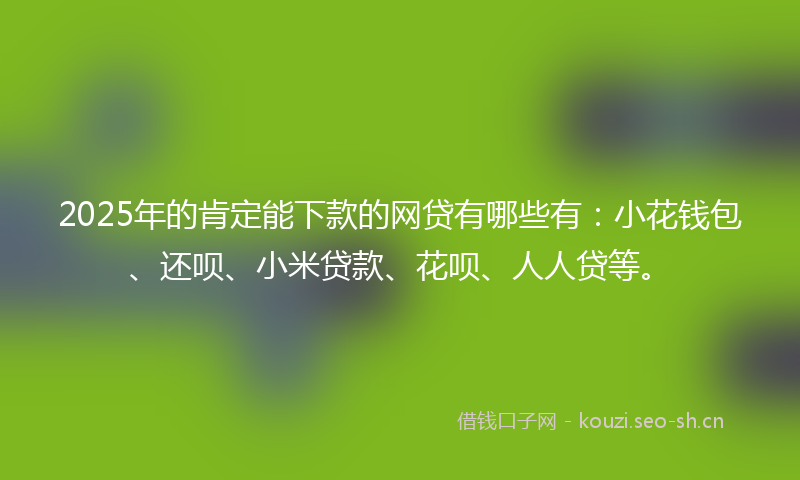 2025年的肯定能下款的网贷有哪些有：小花钱包、还呗、小米贷款、花呗、人人贷等。