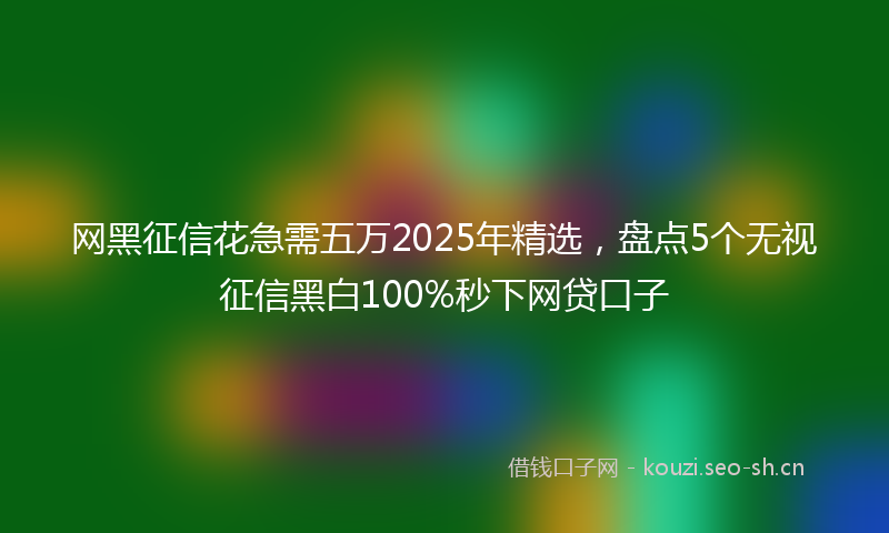 网黑征信花急需五万2025年精选，盘点5个无视征信黑白100%秒下网贷口子