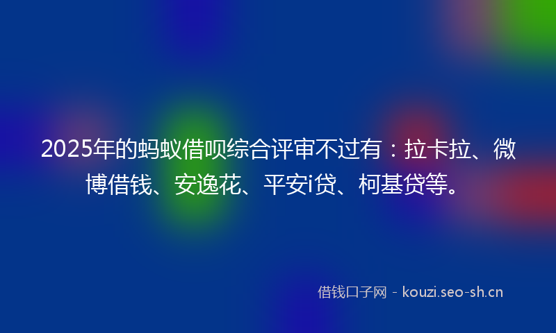 2025年的蚂蚁借呗综合评审不过有：拉卡拉、微博借钱、安逸花、平安i贷、柯基贷等。