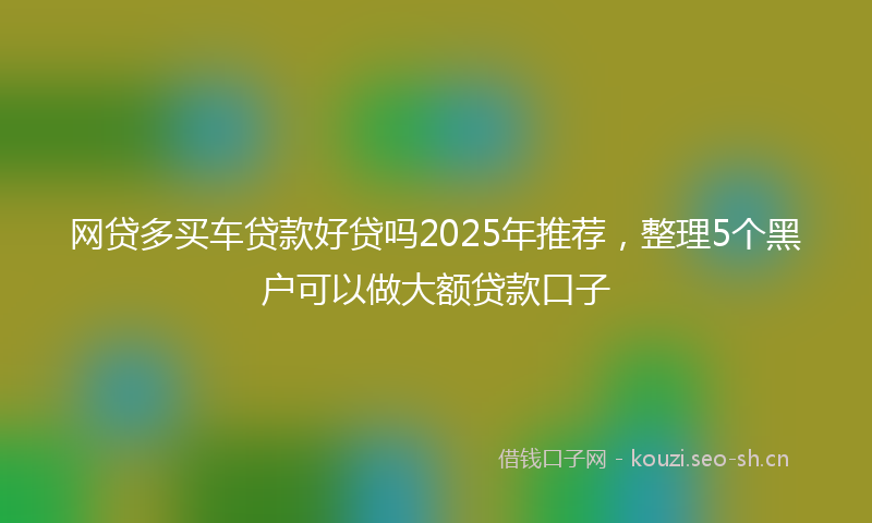 网贷多买车贷款好贷吗2025年推荐，整理5个黑户可以做大额贷款口子
