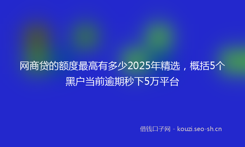 网商贷的额度最高有多少2025年精选，概括5个黑户当前逾期秒下5万平台