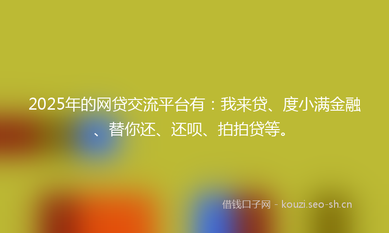 2025年的网贷交流平台有：我来贷、度小满金融、替你还、还呗、拍拍贷等。