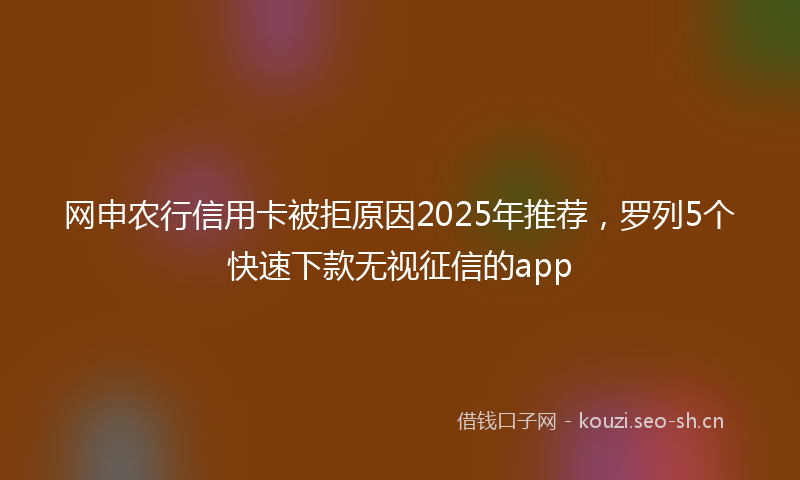网申农行信用卡被拒原因2025年推荐,罗列5个快速下款无视征信的app