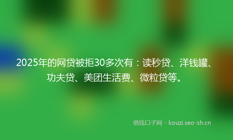 2025年的网贷被拒30多次有：读秒贷、洋钱罐、功夫贷、美团生活费、微粒贷等。