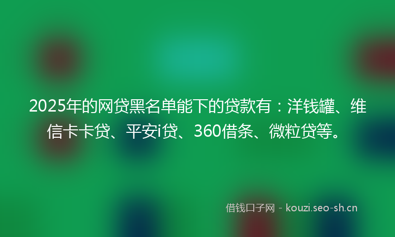 2025年的网贷黑名单能下的贷款有：洋钱罐、维信卡卡贷、平安i贷、360借条、微粒贷等。
