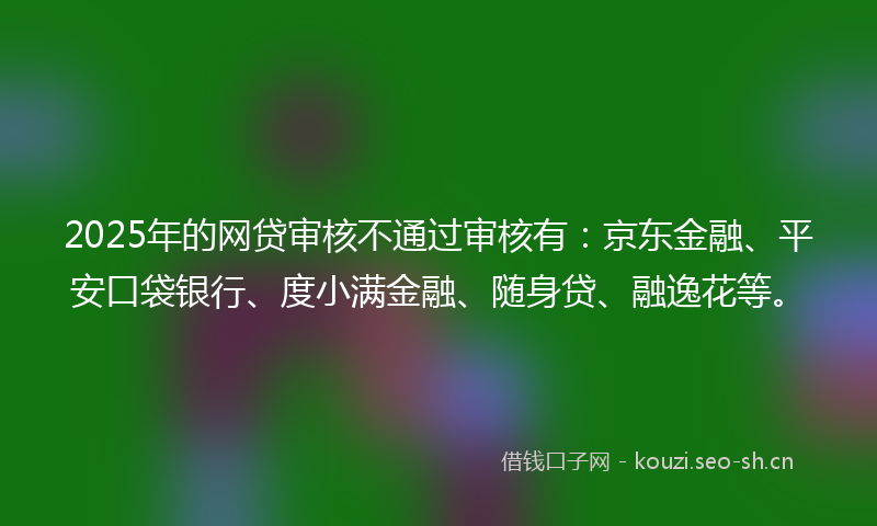 2025年的网贷审核不通过审核有：京东金融、平安口袋银行、度小满金融、随身贷、融逸花等。
