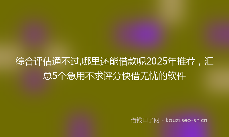 综合评估通不过,哪里还能借款呢2025年推荐，汇总5个急用不求评分快借无忧的软件