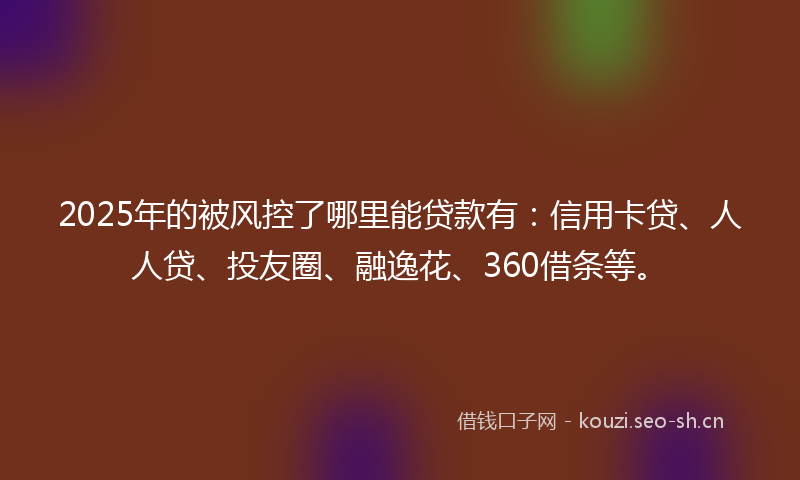 2025年的被风控了哪里能贷款有：信用卡贷、人人贷、投友圈、融逸花、360借条等。