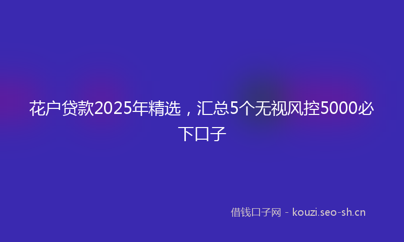 花户贷款2025年精选，汇总5个无视风控5000必下口子