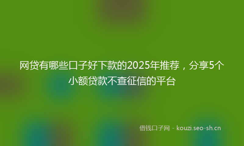 网贷有哪些口子好下款的2025年推荐，分享5个小额贷款不查征信的平台