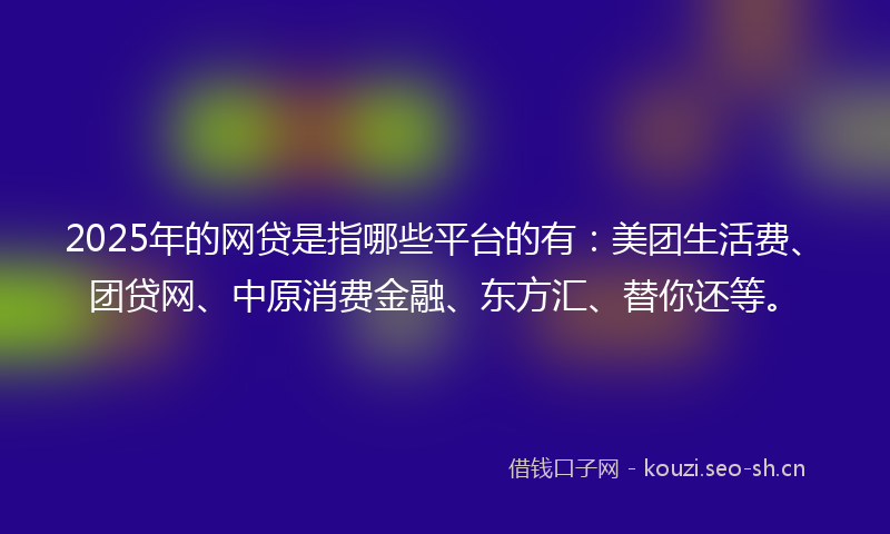 2025年的网贷是指哪些平台的有：美团生活费、团贷网、中原消费金融、东方汇、替你还等。