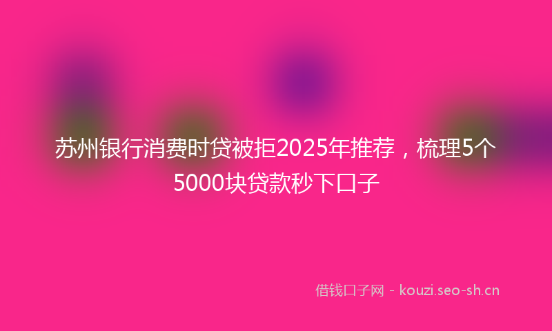 苏州银行消费时贷被拒2025年推荐，梳理5个5000块贷款秒下口子