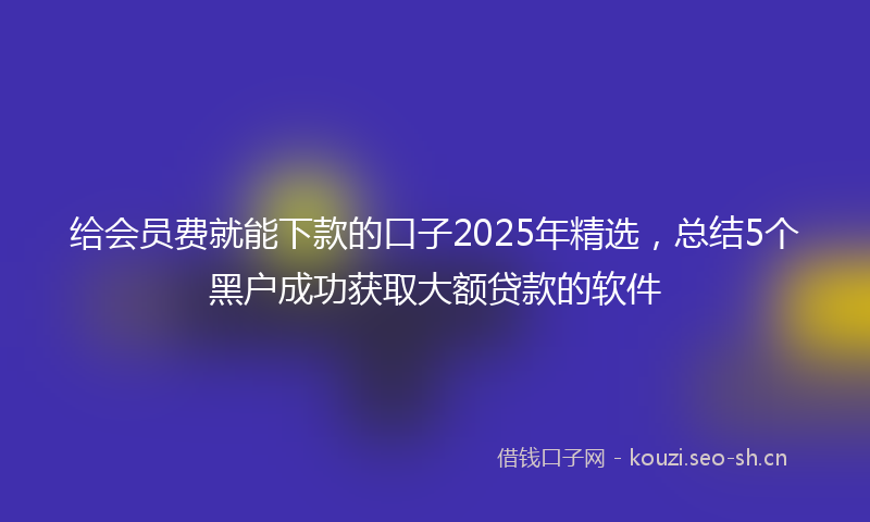 给会员费就能下款的口子2025年精选，总结5个黑户成功获取大额贷款的软件