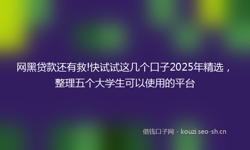 网黑贷款还有救!快试试这几个口子2025年精选，整理五个大学生可以使用的平台