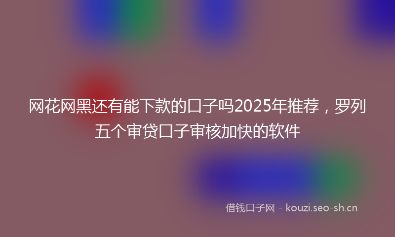 网花网黑还有能下款的口子吗2025年推荐，罗列五个审贷口子审核加快的软件