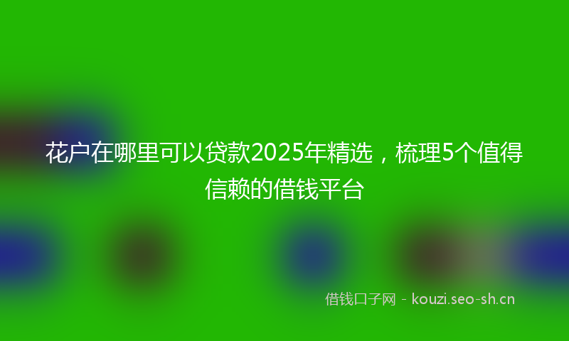 花户在哪里可以贷款2025年精选，梳理5个值得信赖的借钱平台